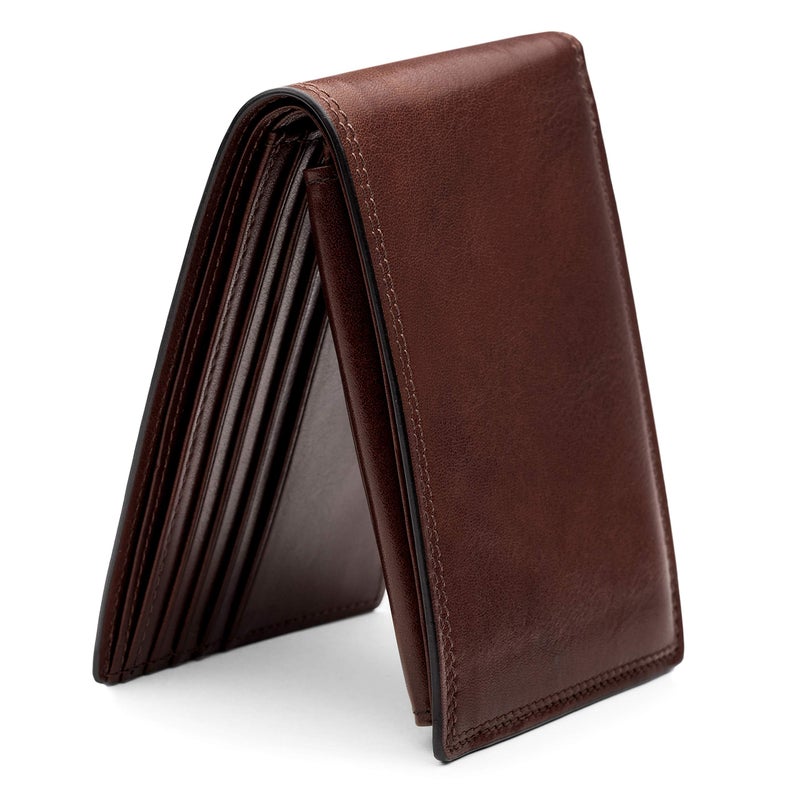 Bosca Men's Leather Wallet with Removable ID Passcase - Dolce Italian leather Wallet for Men 8 Card Slots, Bifold Design, Hand-Stitched Detailing, Polished Finish, Dark Brown - Image 2